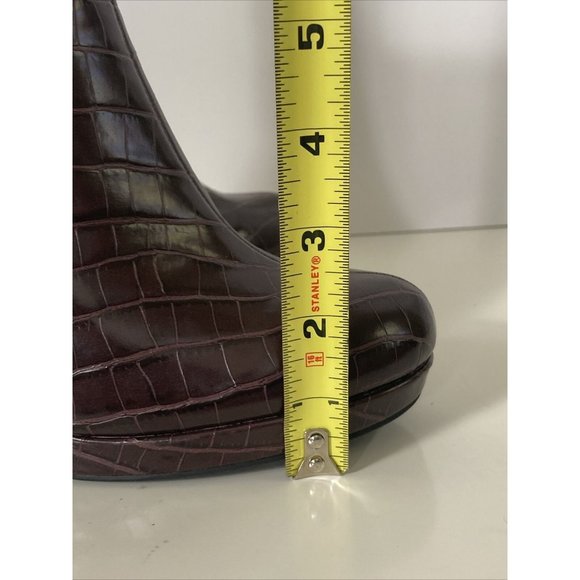 Rachel Zoe Size 7.5 M Mahogany Brown Croc Embossed MAYA Ankle Boot Platform Heel - Picture 16 of 16